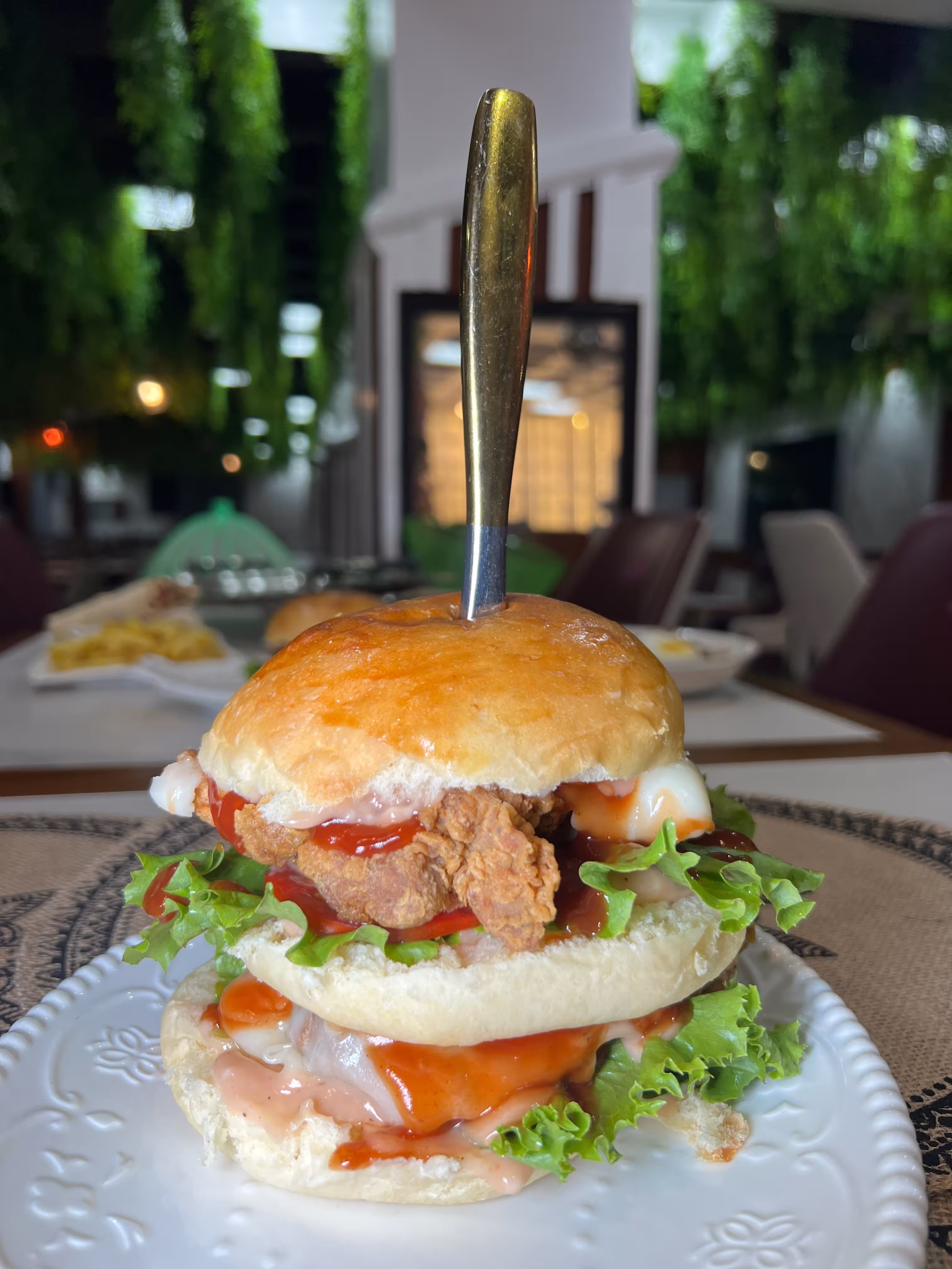 Burger at Jemima Grace Hotel restaurant