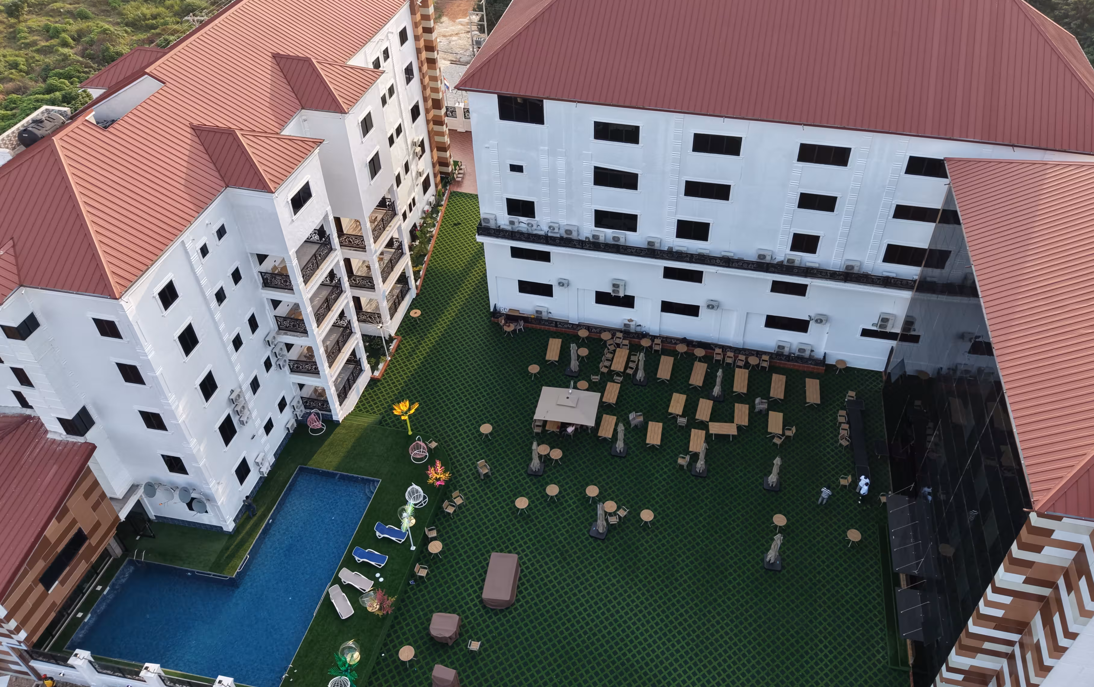 Full view of the swimming pool side at Jemima Grace Kodua Antwi Hotel